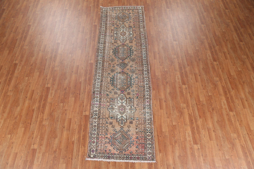 Geometric Heriz Persian Runner Rug 3x11