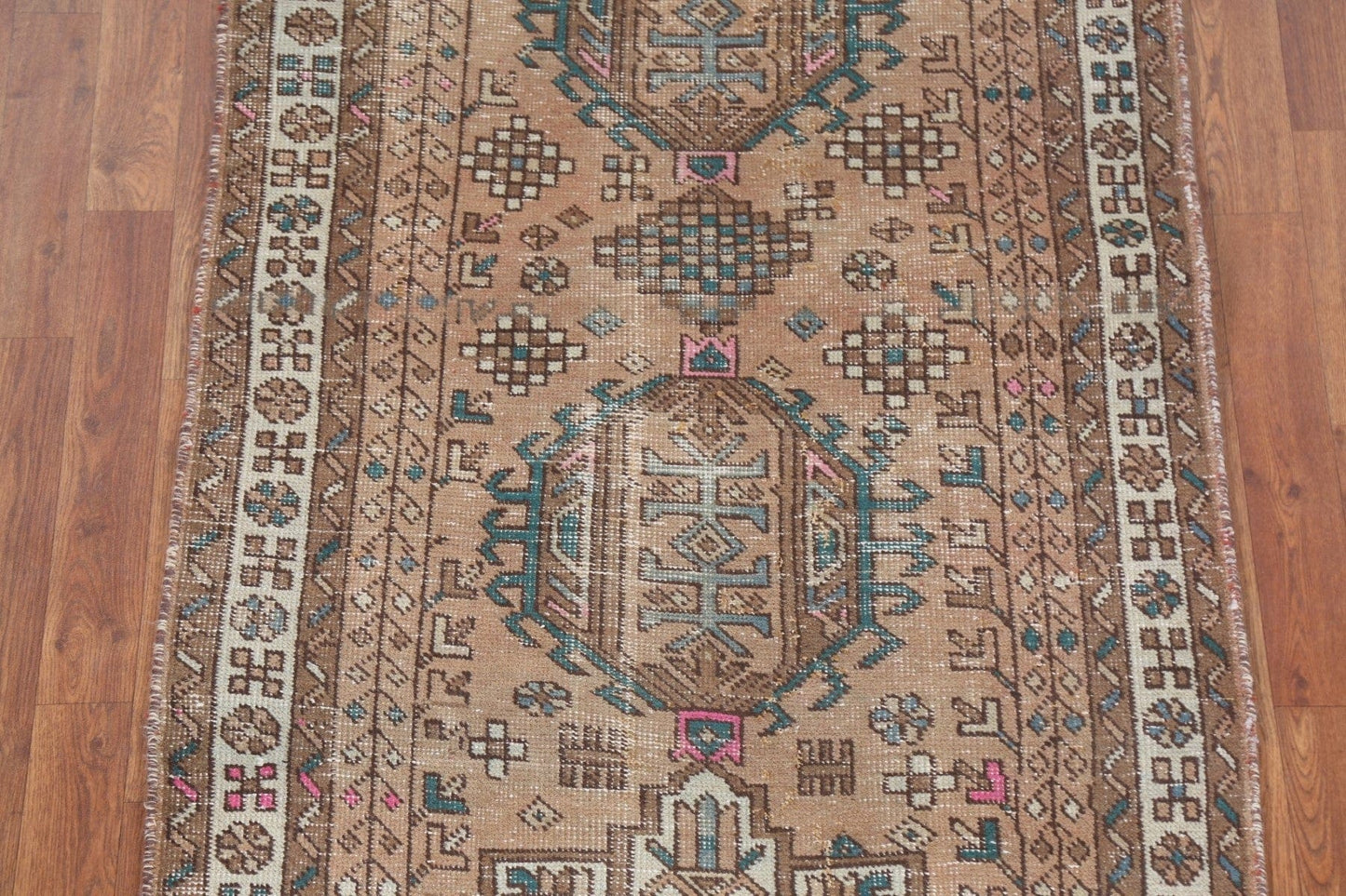 Geometric Heriz Persian Runner Rug 3x11