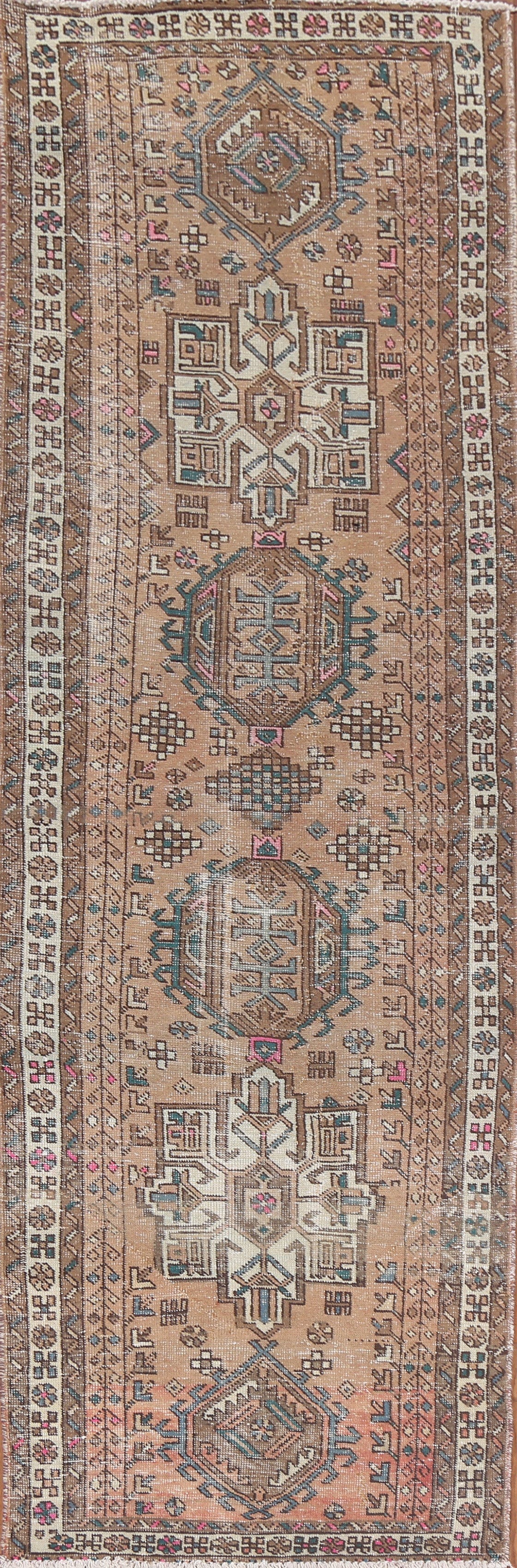 Geometric Heriz Persian Runner Rug 3x11