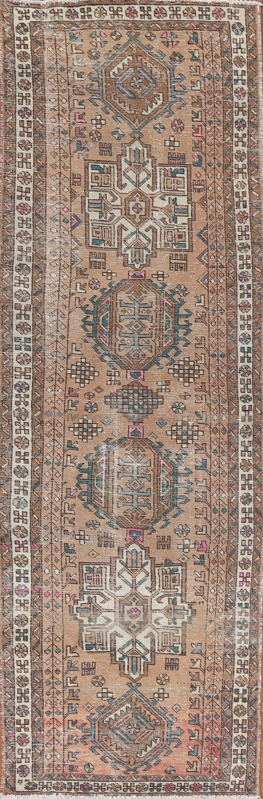 Geometric Heriz Persian Runner Rug 3x11