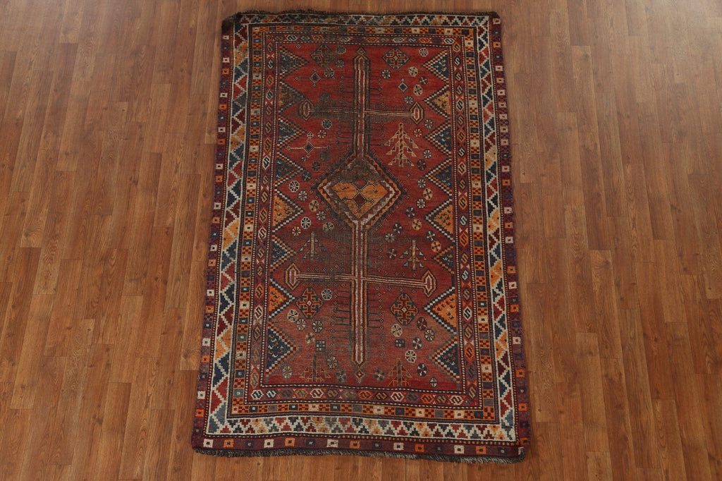 Antique Geometric Abadeh Persian Area Rug 4x7