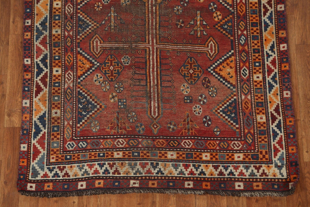 Antique Geometric Abadeh Persian Area Rug 4x7