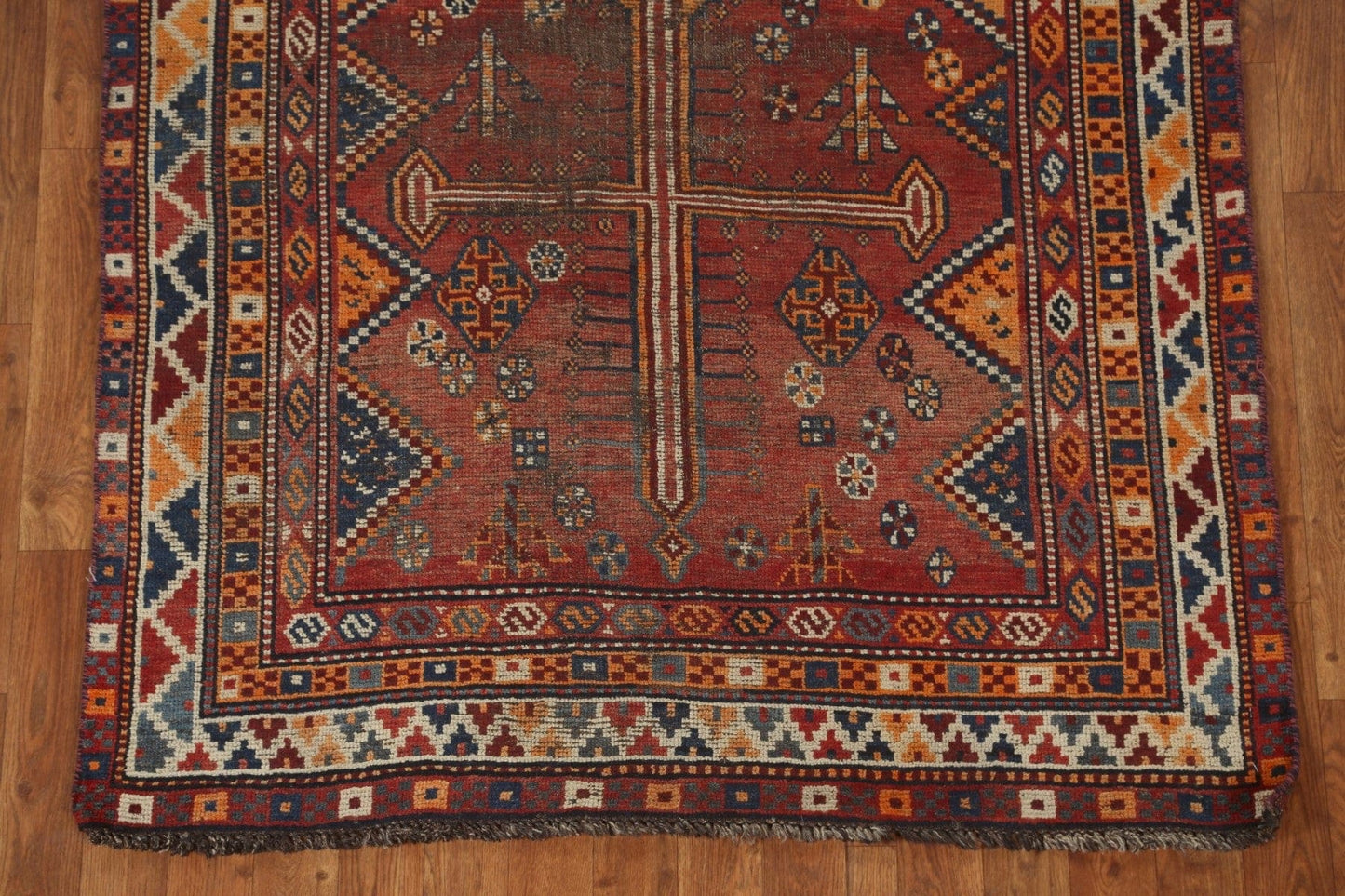 Antique Geometric Abadeh Persian Area Rug 4x7