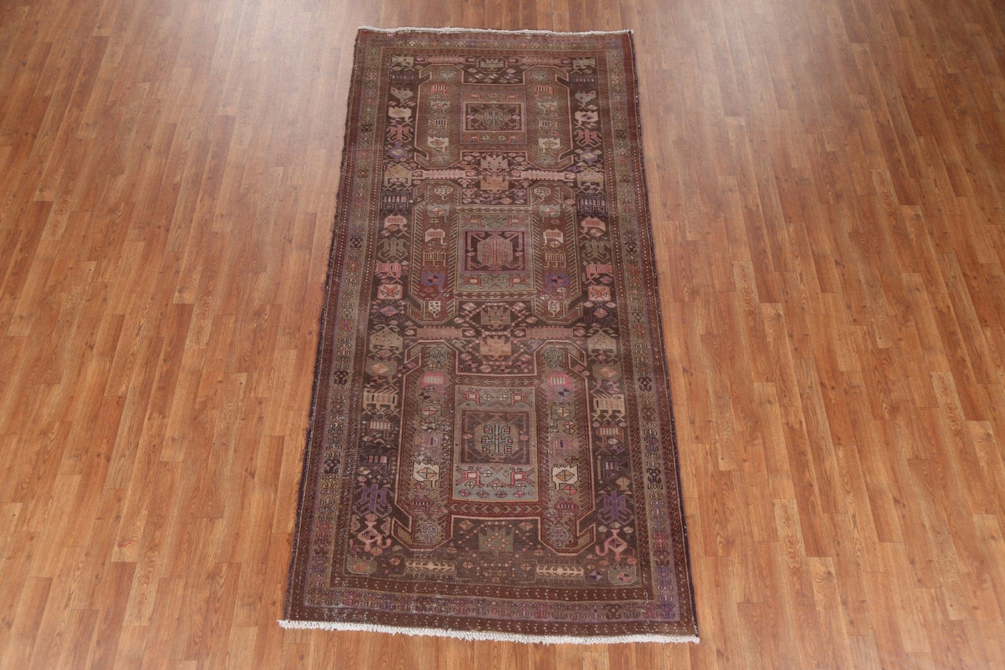 Vintage Wool Meshkin Persian Runner Rug 4x9