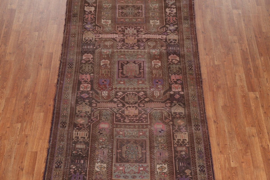 Vintage Wool Meshkin Persian Runner Rug 4x9