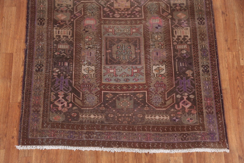 Vintage Wool Meshkin Persian Runner Rug 4x9