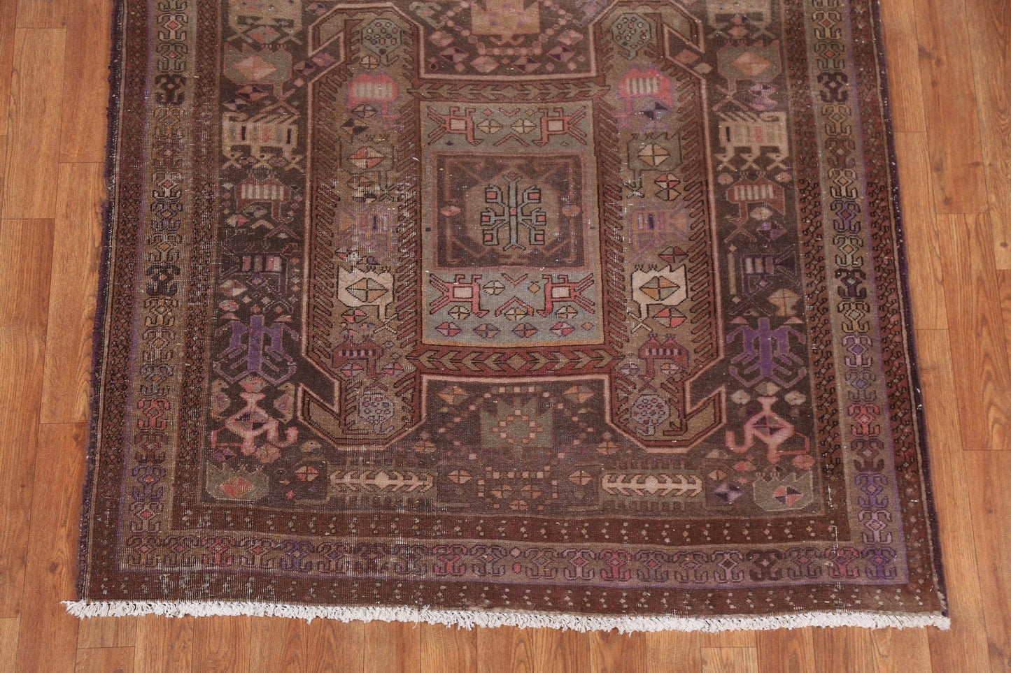 Vintage Wool Meshkin Persian Runner Rug 4x9