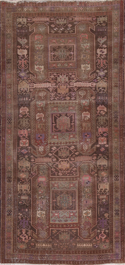 Vintage Wool Meshkin Persian Runner Rug 4x9