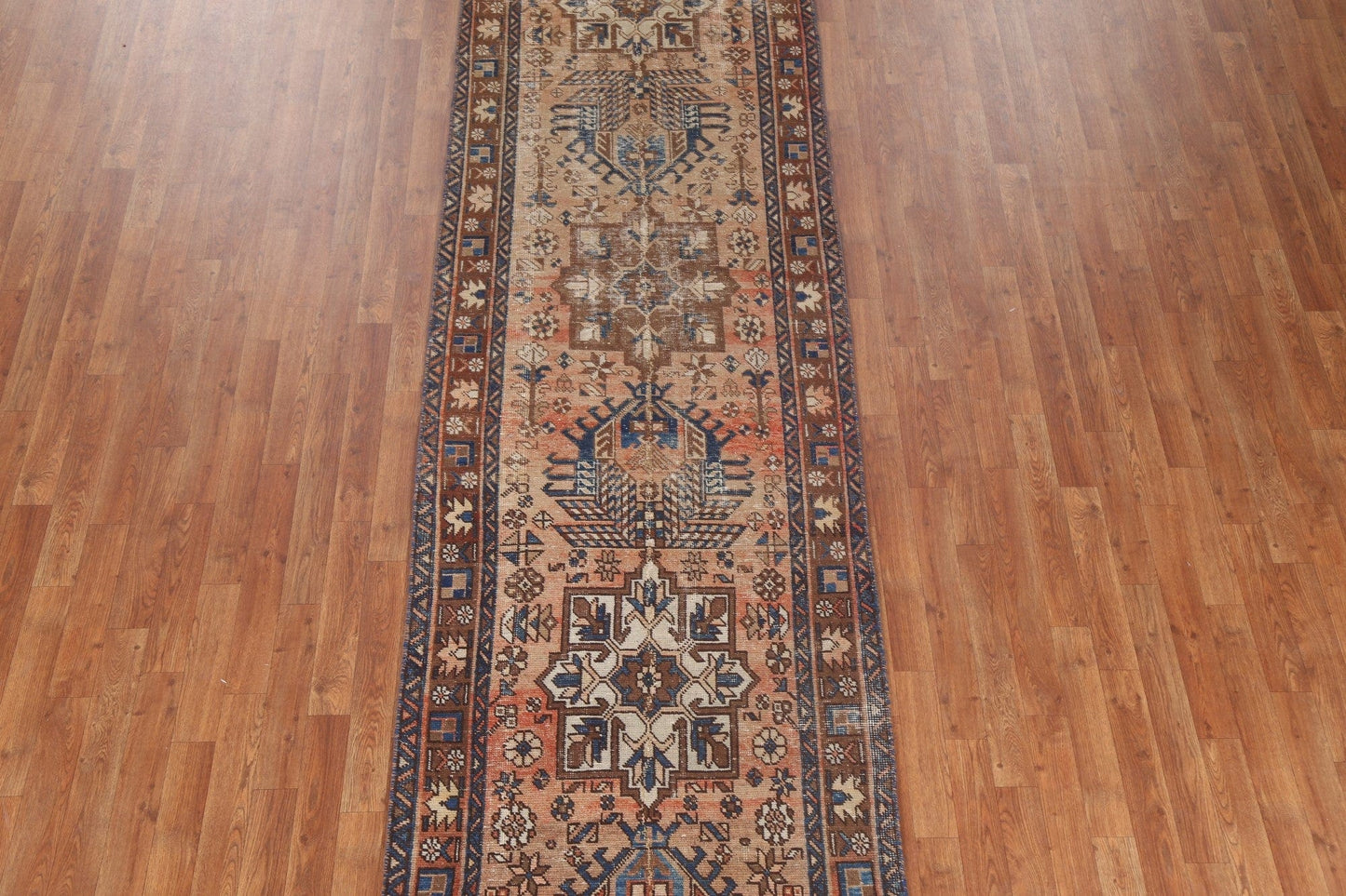 Vintage Wool Heriz Persian Runner Rug 3x13