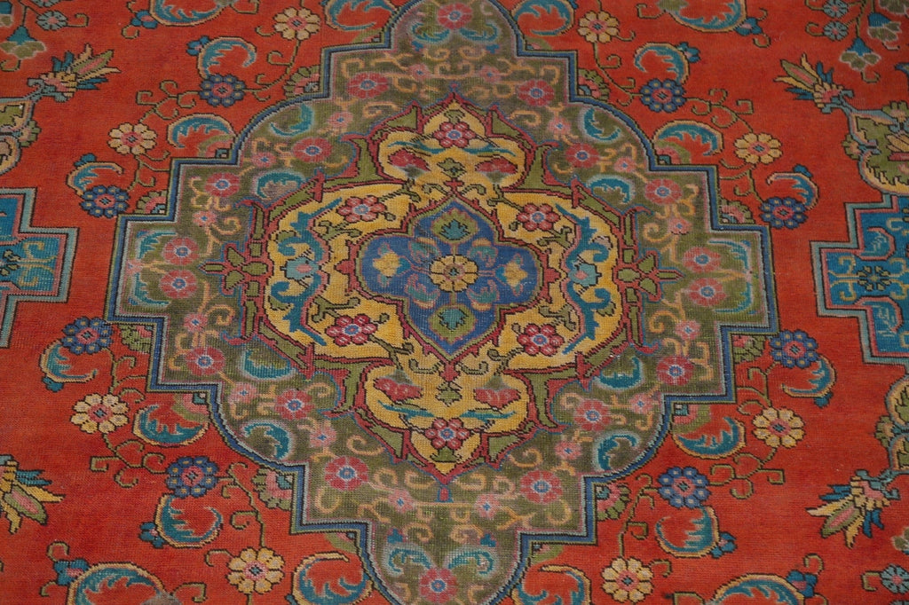 Distressed Over-Dyed Tabriz Persian Area Rug 10x13