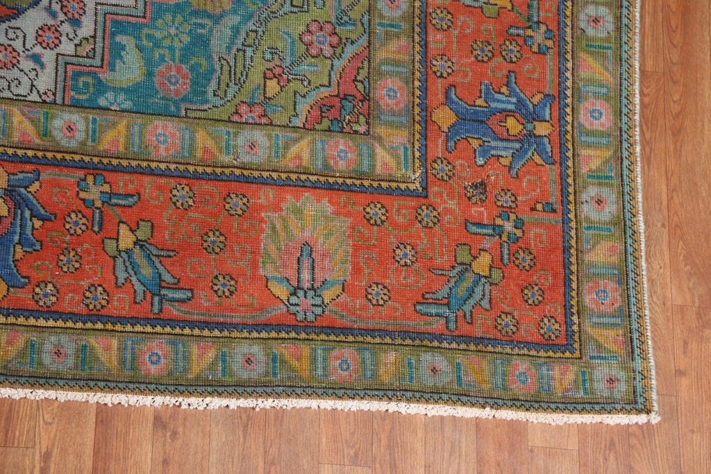 Distressed Over-Dyed Tabriz Persian Area Rug 10x13