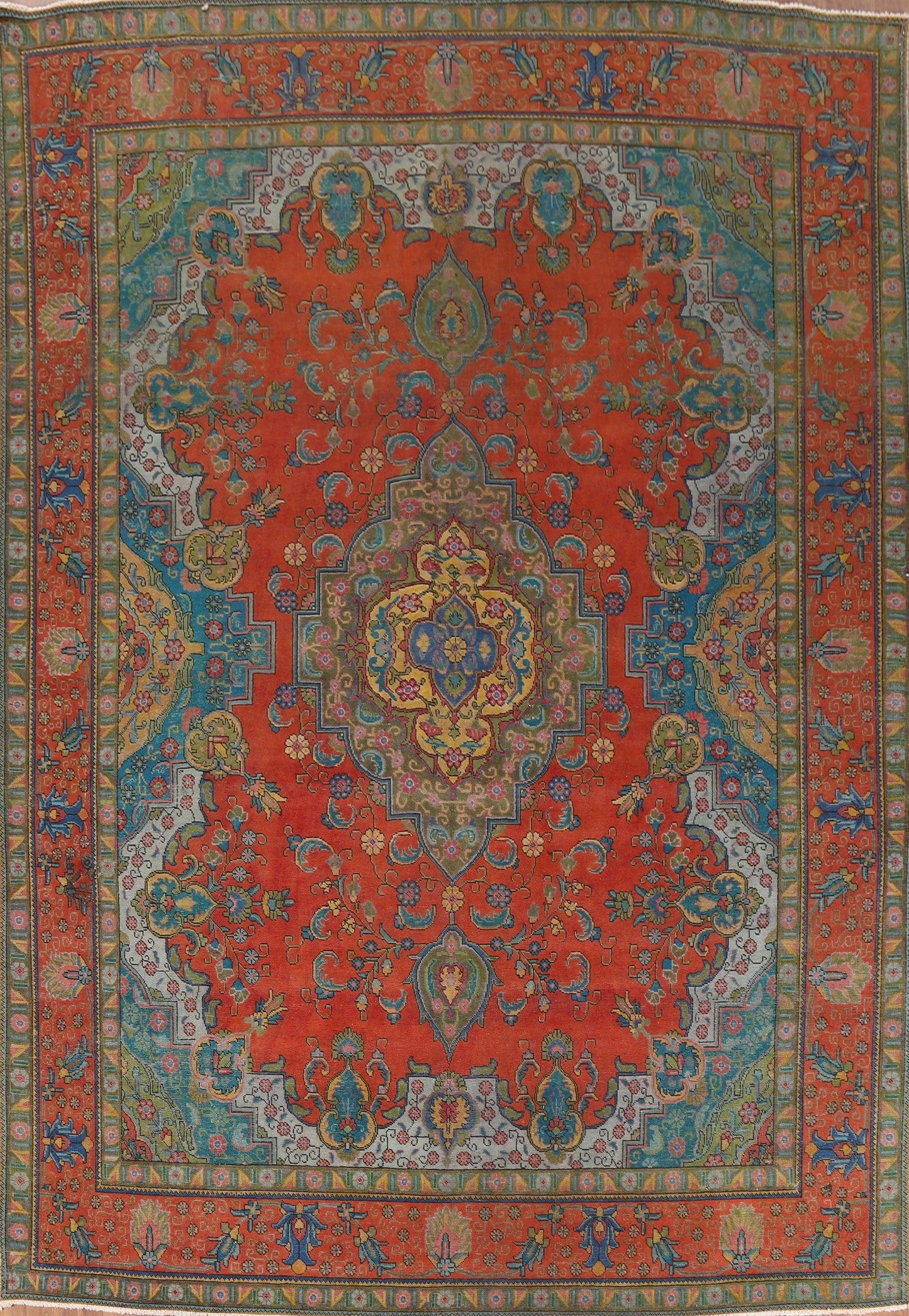 Distressed Over-Dyed Tabriz Persian Area Rug 10x13