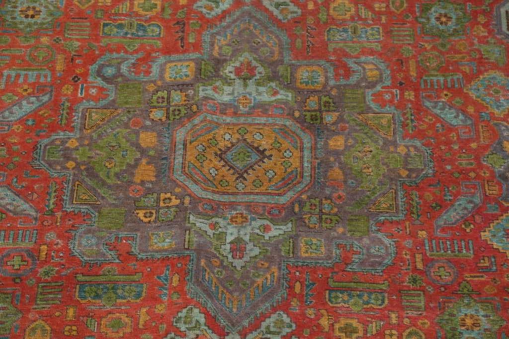 Distressed Geometric Tabriz Persian Area Rug 10x13