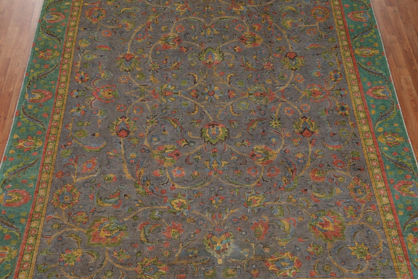 Distressed Over-Dyed Tabriz Persian Area Rug 9x12