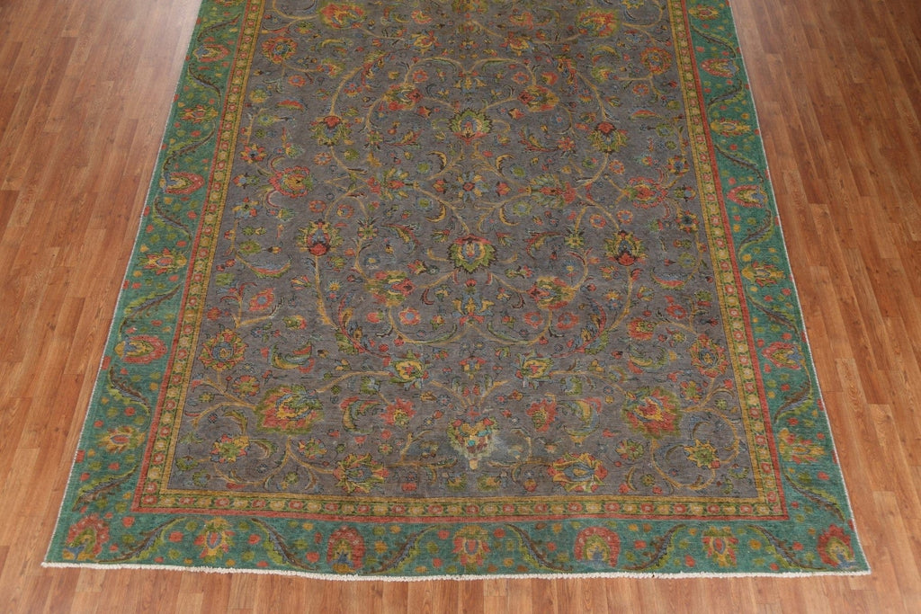 Distressed Over-Dyed Tabriz Persian Area Rug 9x12