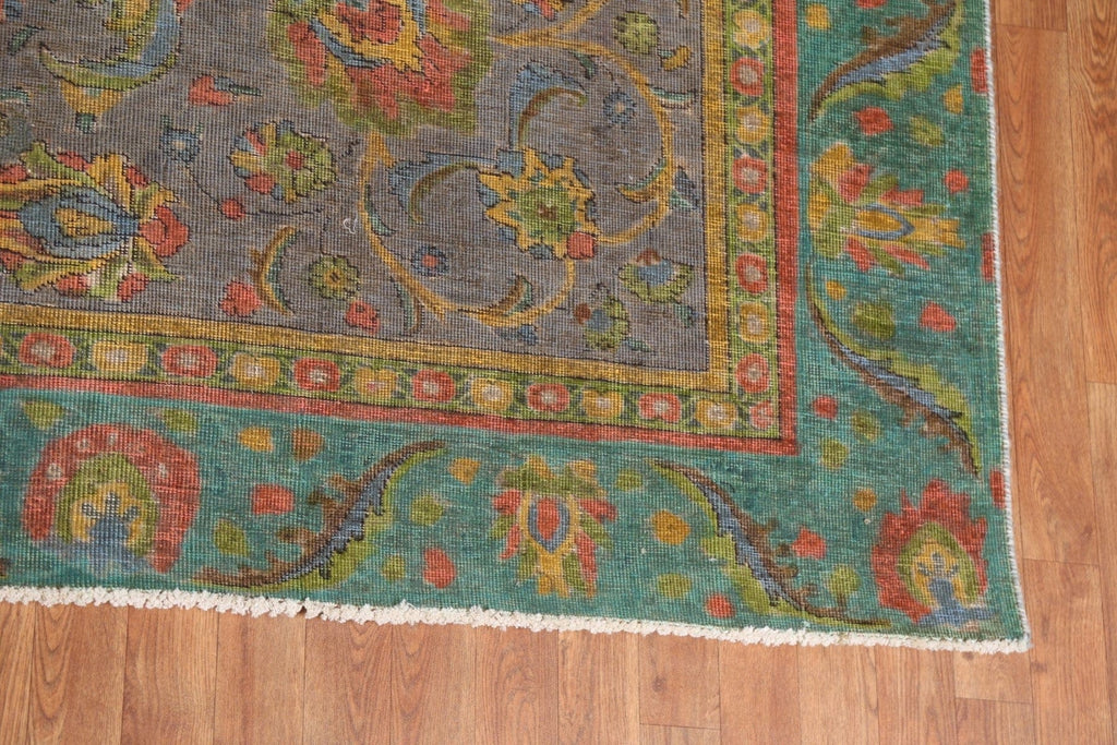 Distressed Over-Dyed Tabriz Persian Area Rug 9x12