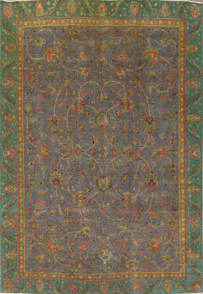 Distressed Over-Dyed Tabriz Persian Area Rug 9x12