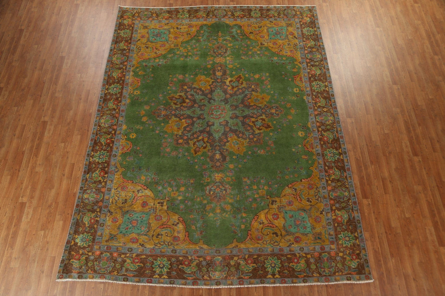 Green Over-Dyed Tabriz Persian Area Rug 9x12