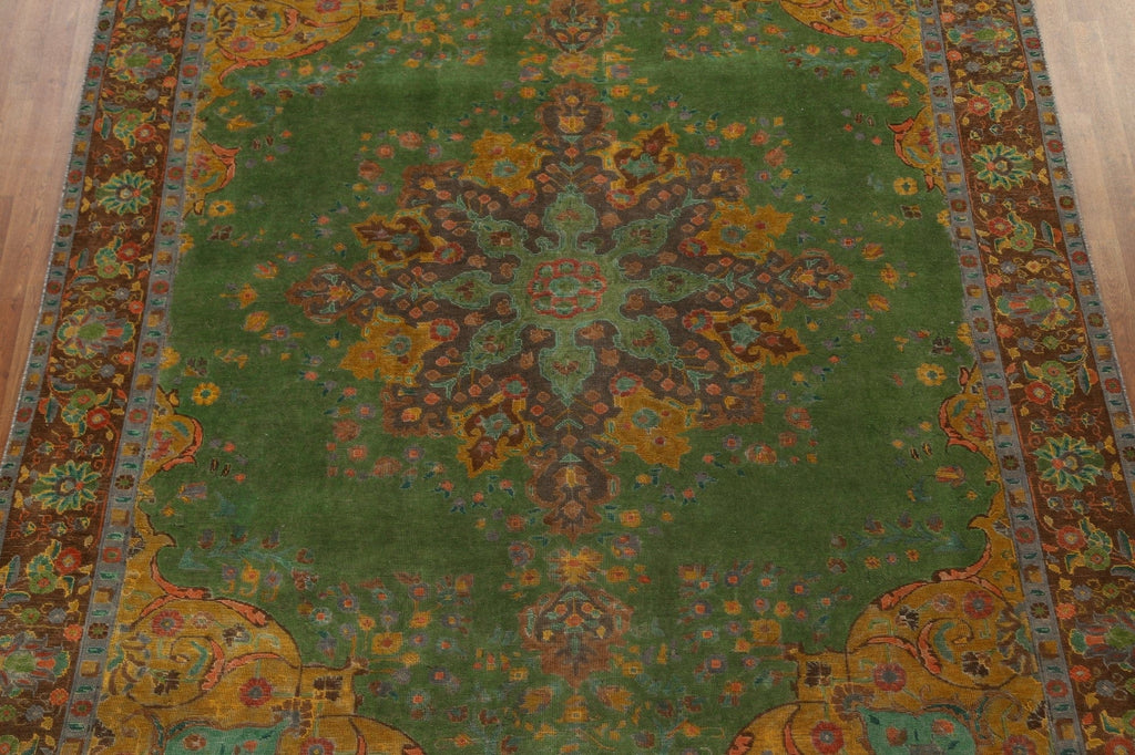 Green Over-Dyed Tabriz Persian Area Rug 9x12