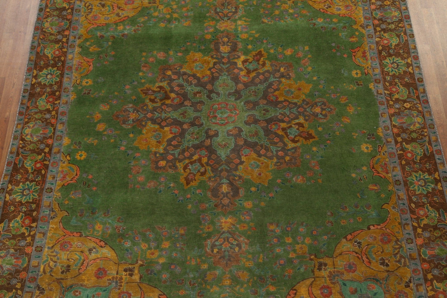 Green Over-Dyed Tabriz Persian Area Rug 9x12