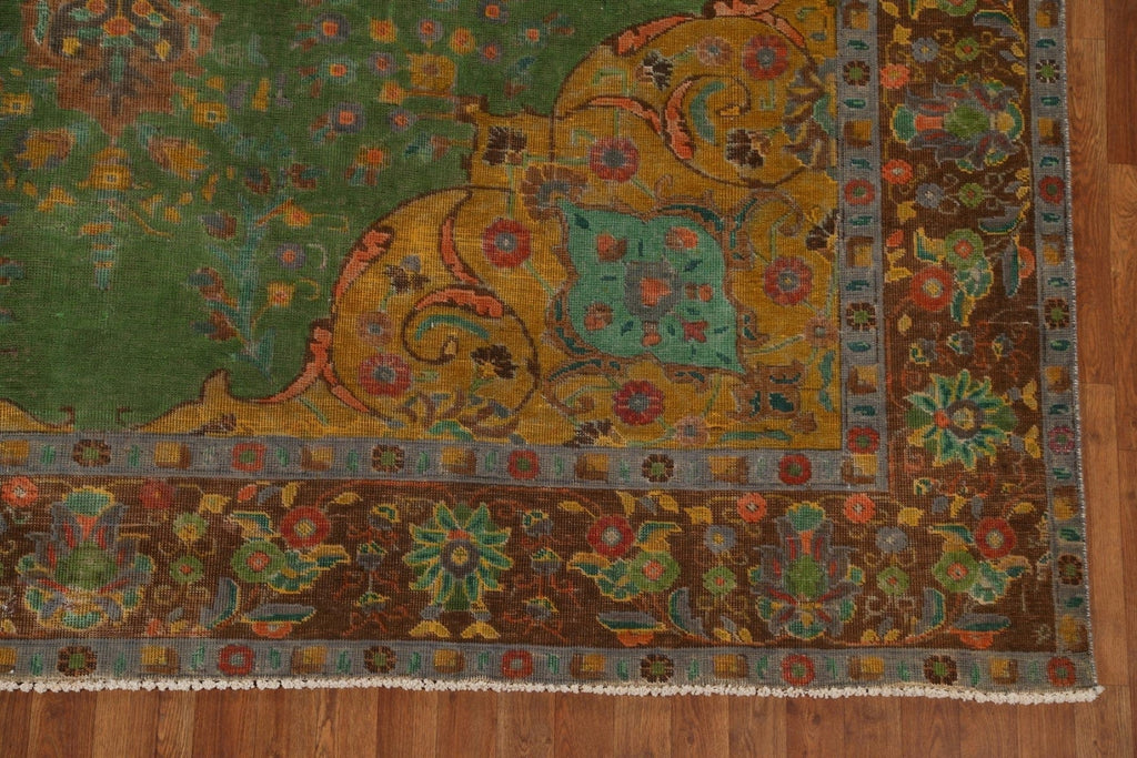 Green Over-Dyed Tabriz Persian Area Rug 9x12