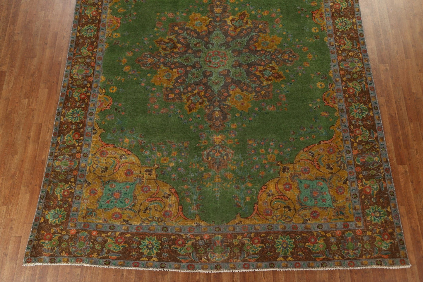 Green Over-Dyed Tabriz Persian Area Rug 9x12