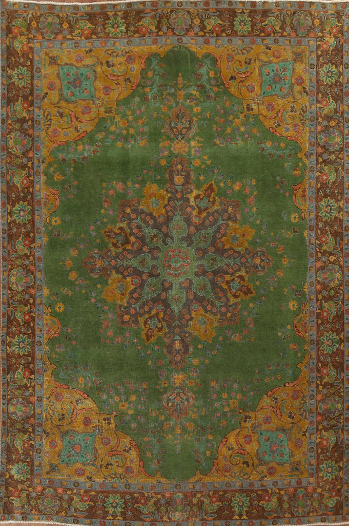 Green Over-Dyed Tabriz Persian Area Rug 9x12