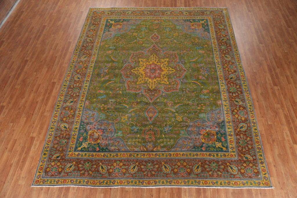 Distressed Over-Dyed Tabriz Persian Area Rug 10x12