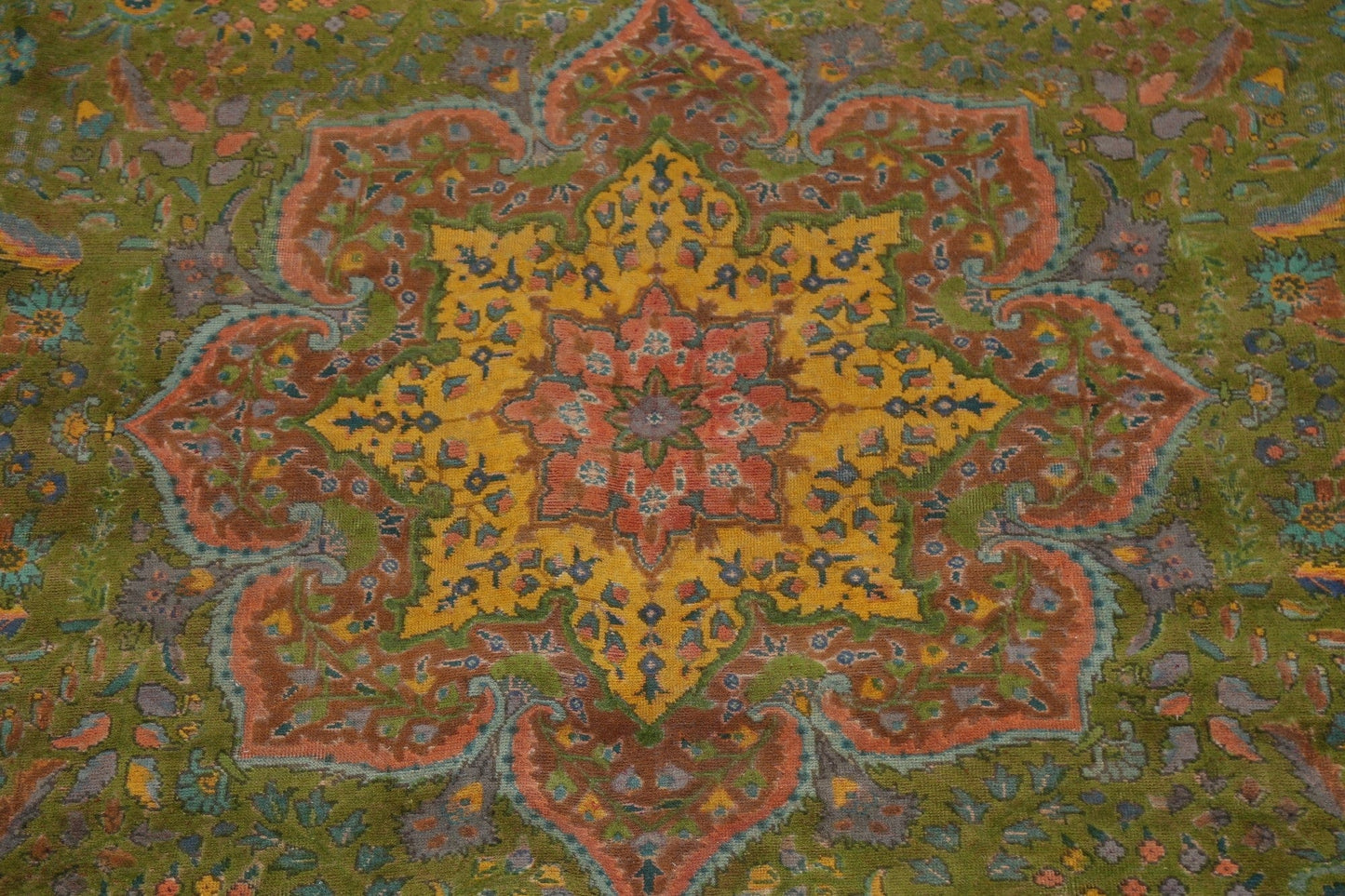 Distressed Over-Dyed Tabriz Persian Area Rug 10x12