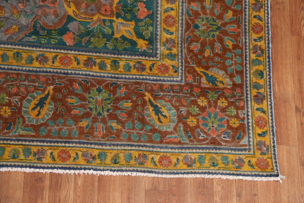 Distressed Over-Dyed Tabriz Persian Area Rug 10x12