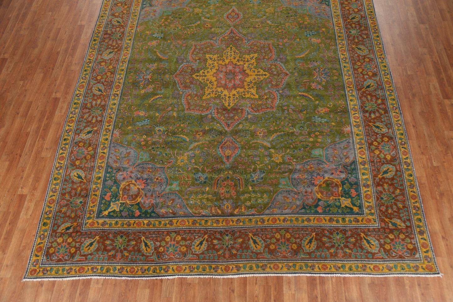 Distressed Over-Dyed Tabriz Persian Area Rug 10x12