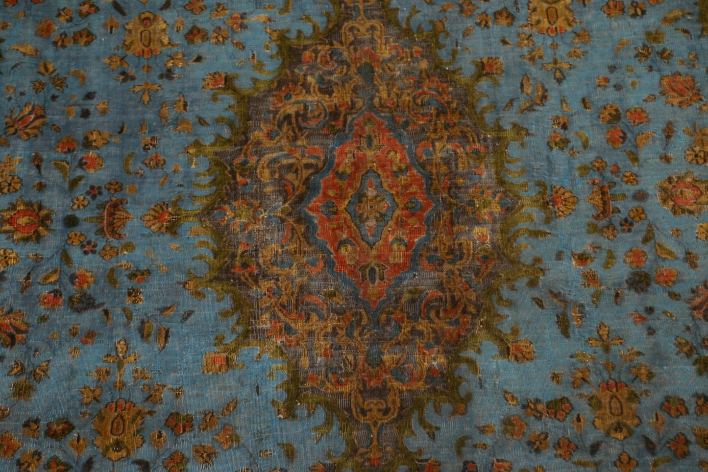 Distressed Over-Dyed Kashan Persian Area Rug 9x12