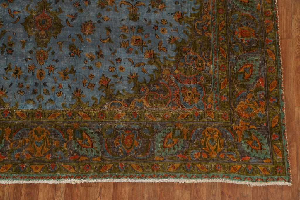 Distressed Over-Dyed Kashan Persian Area Rug 9x12