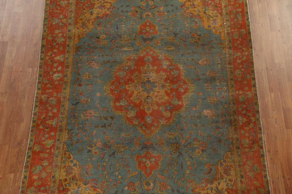 Distressed Wool Tabriz Persian Area Rug 6x10