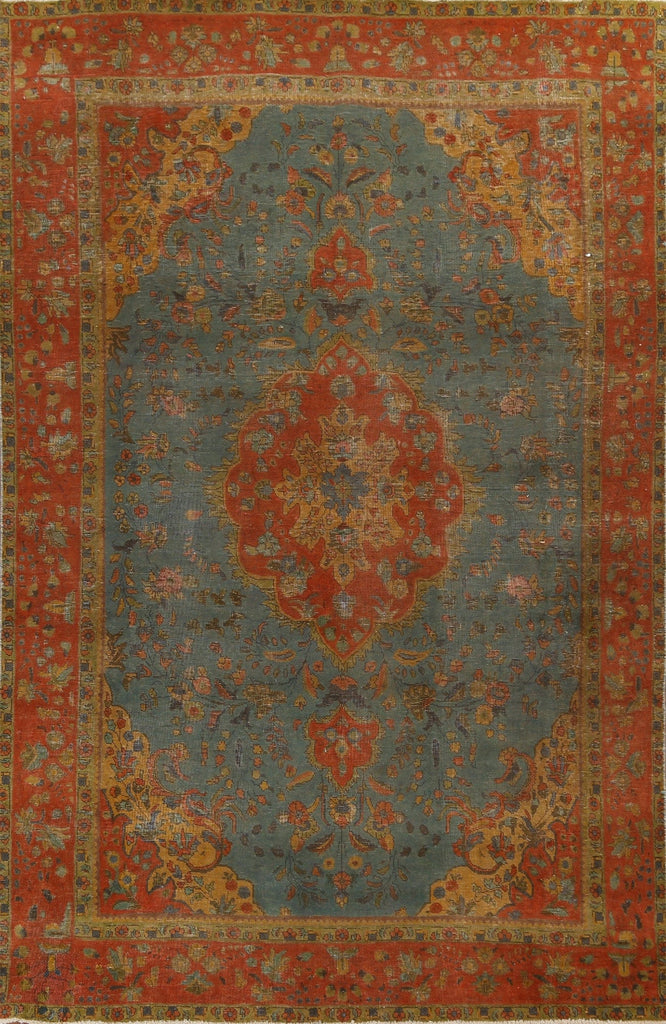 Distressed Wool Tabriz Persian Area Rug 6x10