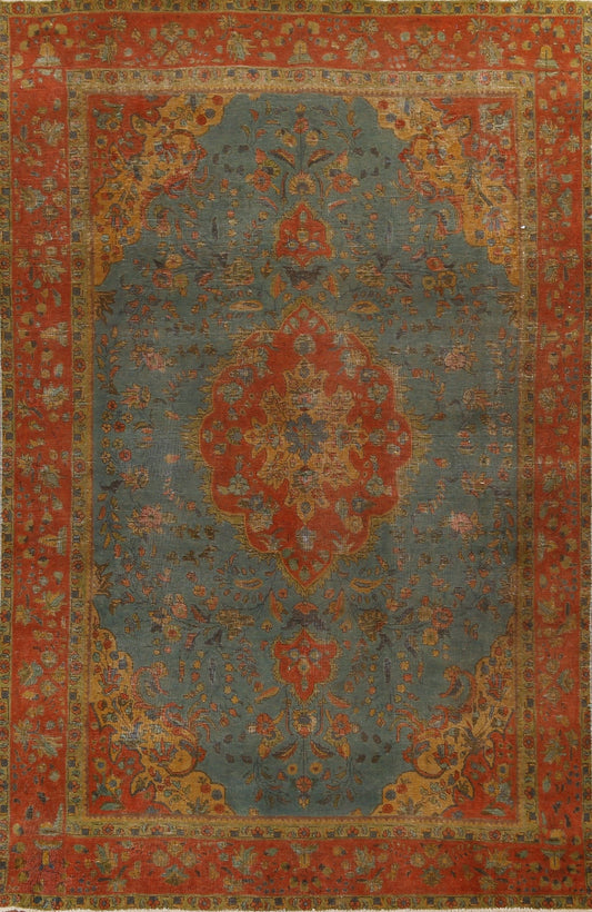 Distressed Wool Tabriz Persian Area Rug 6x10