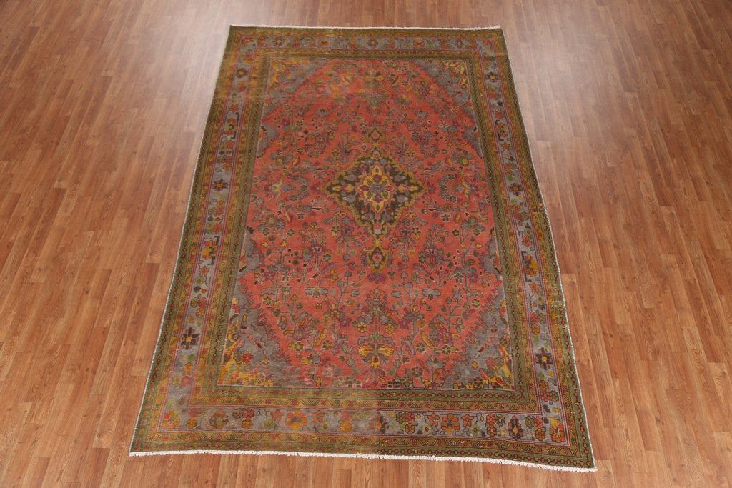 Over-Dyed Wool Hamedan Persian Area Rug 7x10