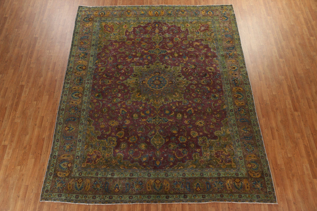 Distressed Wool Tabriz Persian Area Rug 10x12