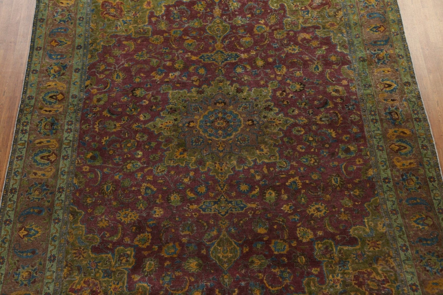 Distressed Wool Tabriz Persian Area Rug 10x12