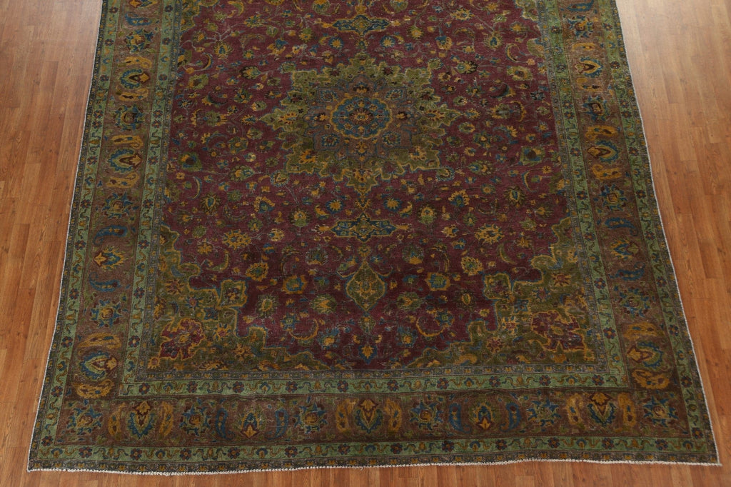 Distressed Wool Tabriz Persian Area Rug 10x12