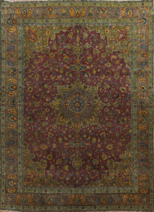 Distressed Wool Tabriz Persian Area Rug 10x12