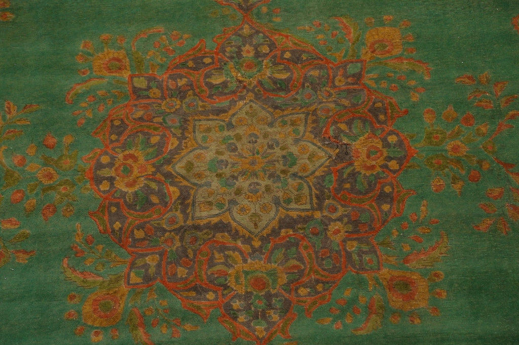 Over-Dyed Wool Green Tabriz Persian Area Rug 9x12