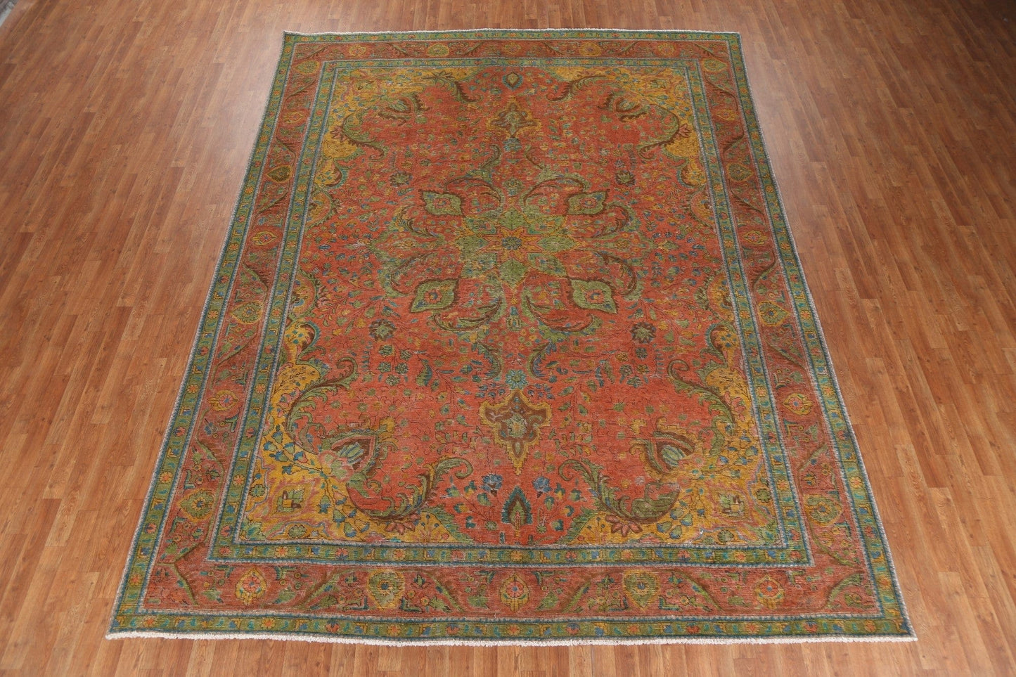 Distressed Over-Dyed Tabriz Persian Area Rug 10x13