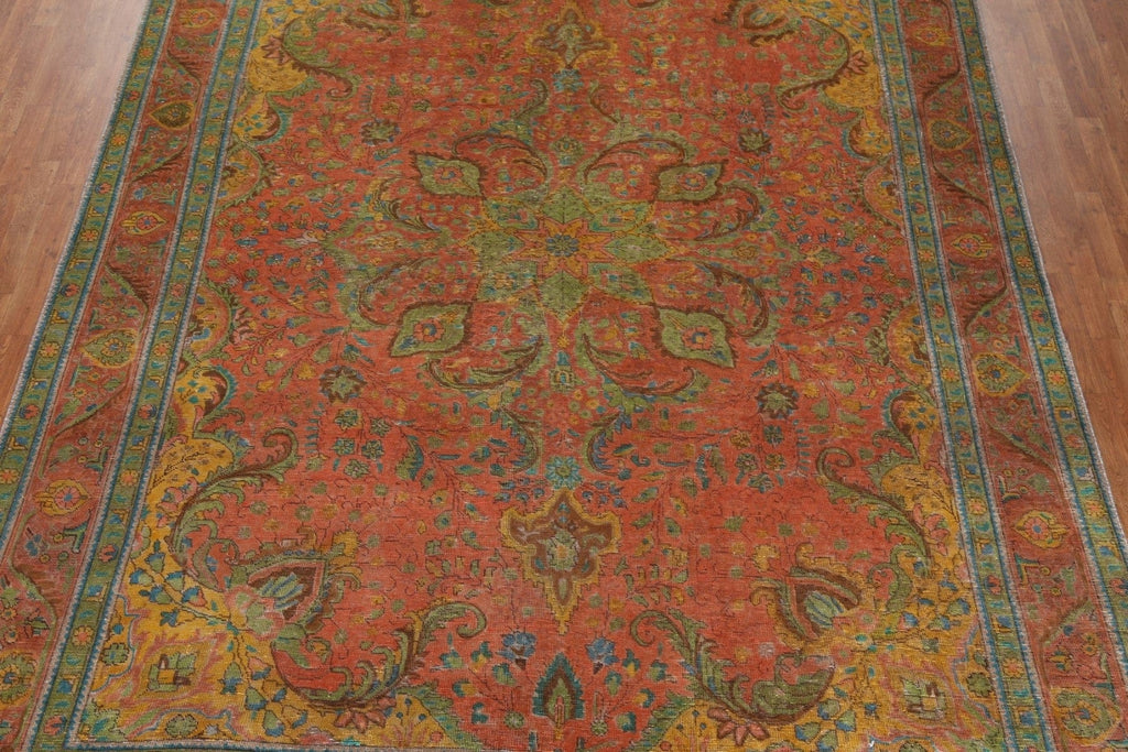 Distressed Over-Dyed Tabriz Persian Area Rug 10x13