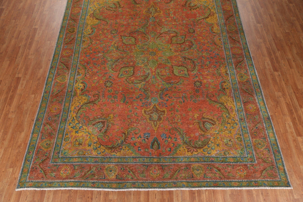 Distressed Over-Dyed Tabriz Persian Area Rug 10x13