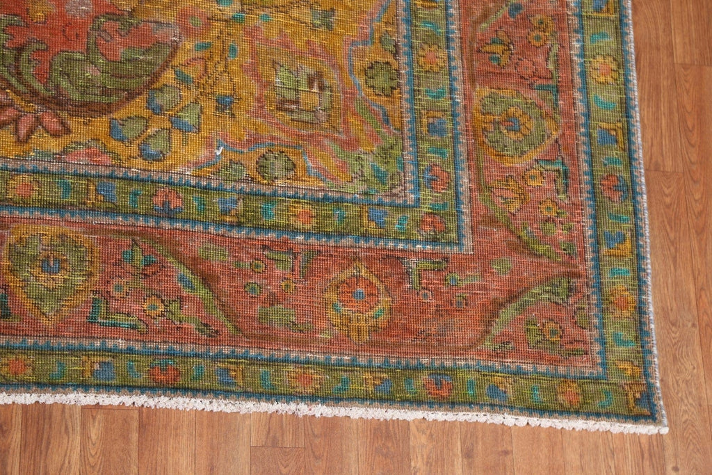 Distressed Over-Dyed Tabriz Persian Area Rug 10x13