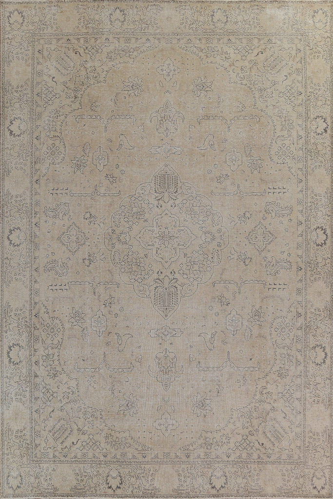 Muted Geometric Tabriz Persian Area Rug 9x12