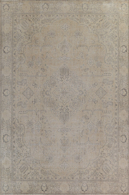 Muted Geometric Tabriz Persian Area Rug 9x12