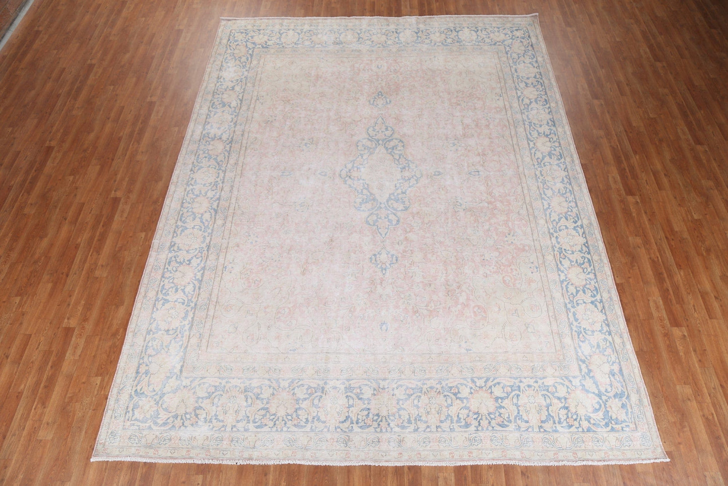 Muted Floral Wool Kerman Persian Area Rug 10x13