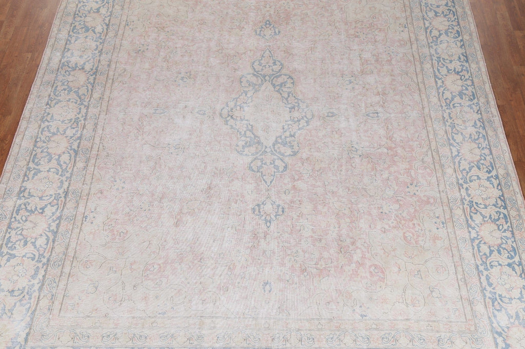 Muted Floral Wool Kerman Persian Area Rug 10x13